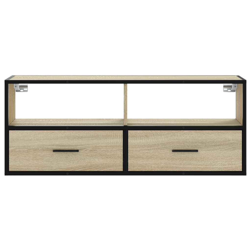 TV ormarić boja hrasta 100x31x39,5 cm konstruirano drvo i metal