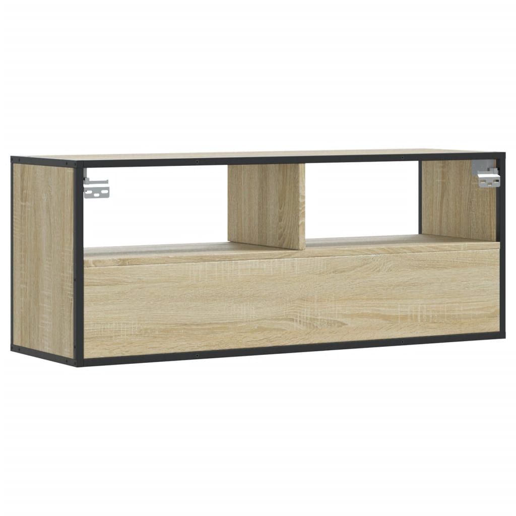 TV ormarić boja hrasta 100x31x39,5 cm konstruirano drvo i metal