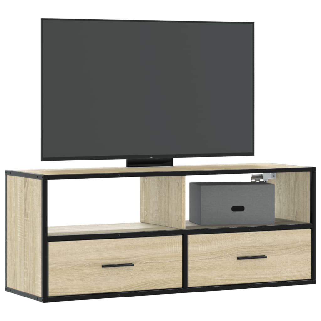 TV ormarić boja hrasta 100x31x39,5 cm konstruirano drvo i metal