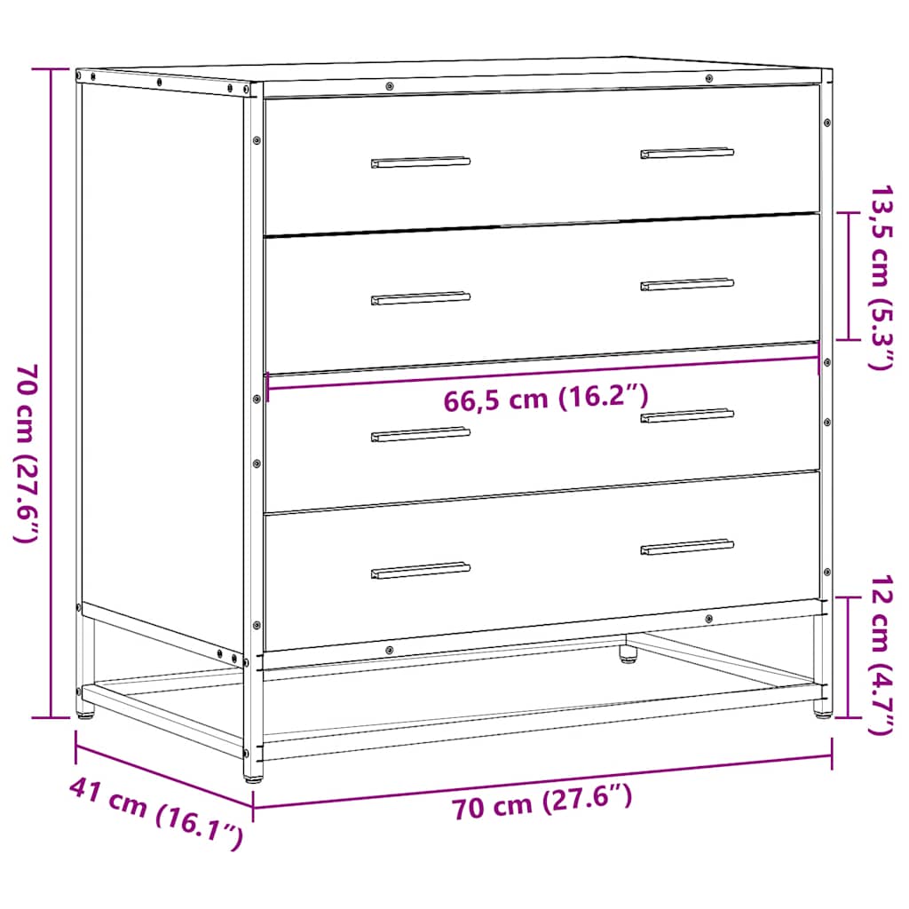 Ormar s ladicama sonoma hrast 70x41x70 cm konstruirano drvo