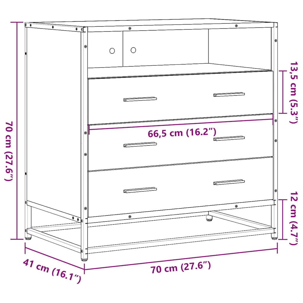 Ormar s ladicama sonoma hrast 70x41x70 cm konstruirano drvo