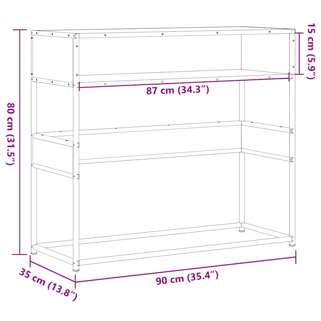 Konzolni stol boja hrasta sonome 90x35x80 cm konstruirano drvo
