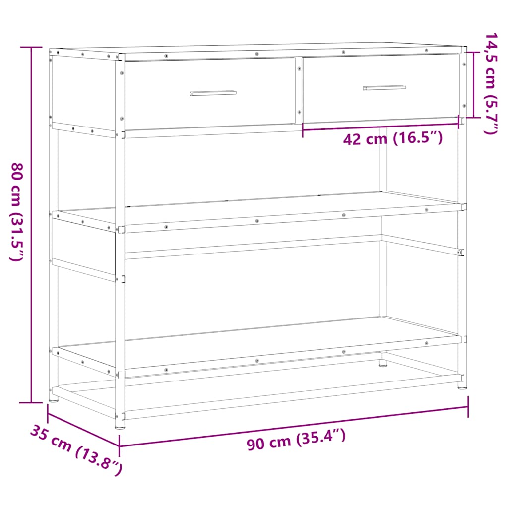 Konzolni stol boja hrasta sonome 90x35x80 cm konstruirano drvo