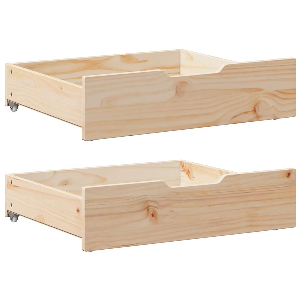 Ladice ispod kreveta s kotačima 2 kom 75x55x17 cm od borovine
