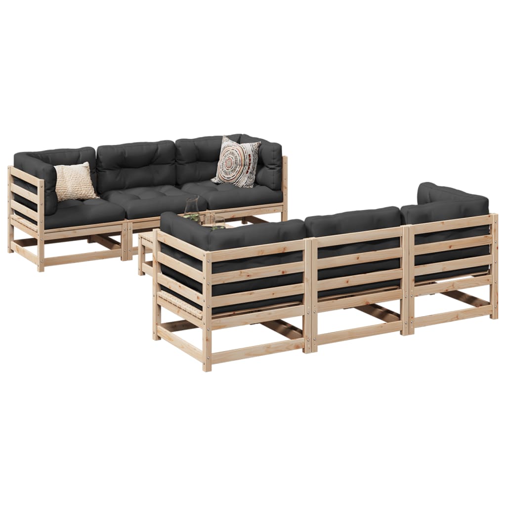 7-dijelni set vrtnih sofa od masivne borovine