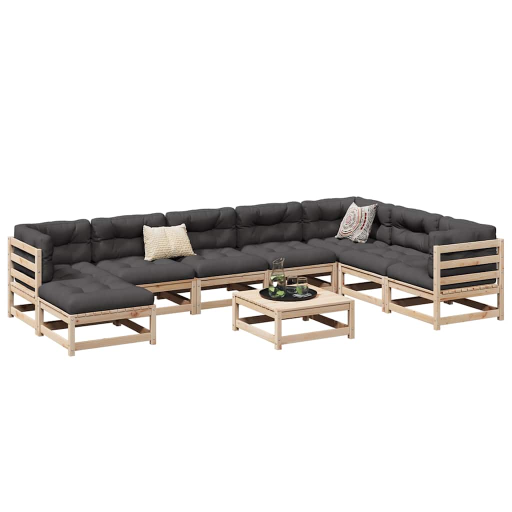 9-dijelni set vrtnih sofa od masivne borovine