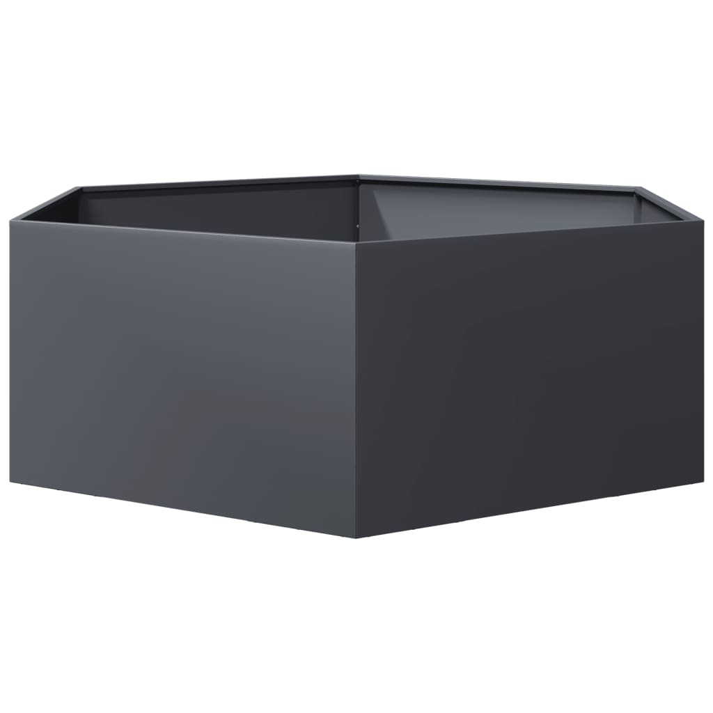 Vrtna sadilica antracit šesterokutna 138 x 120 x 45 cm čelična