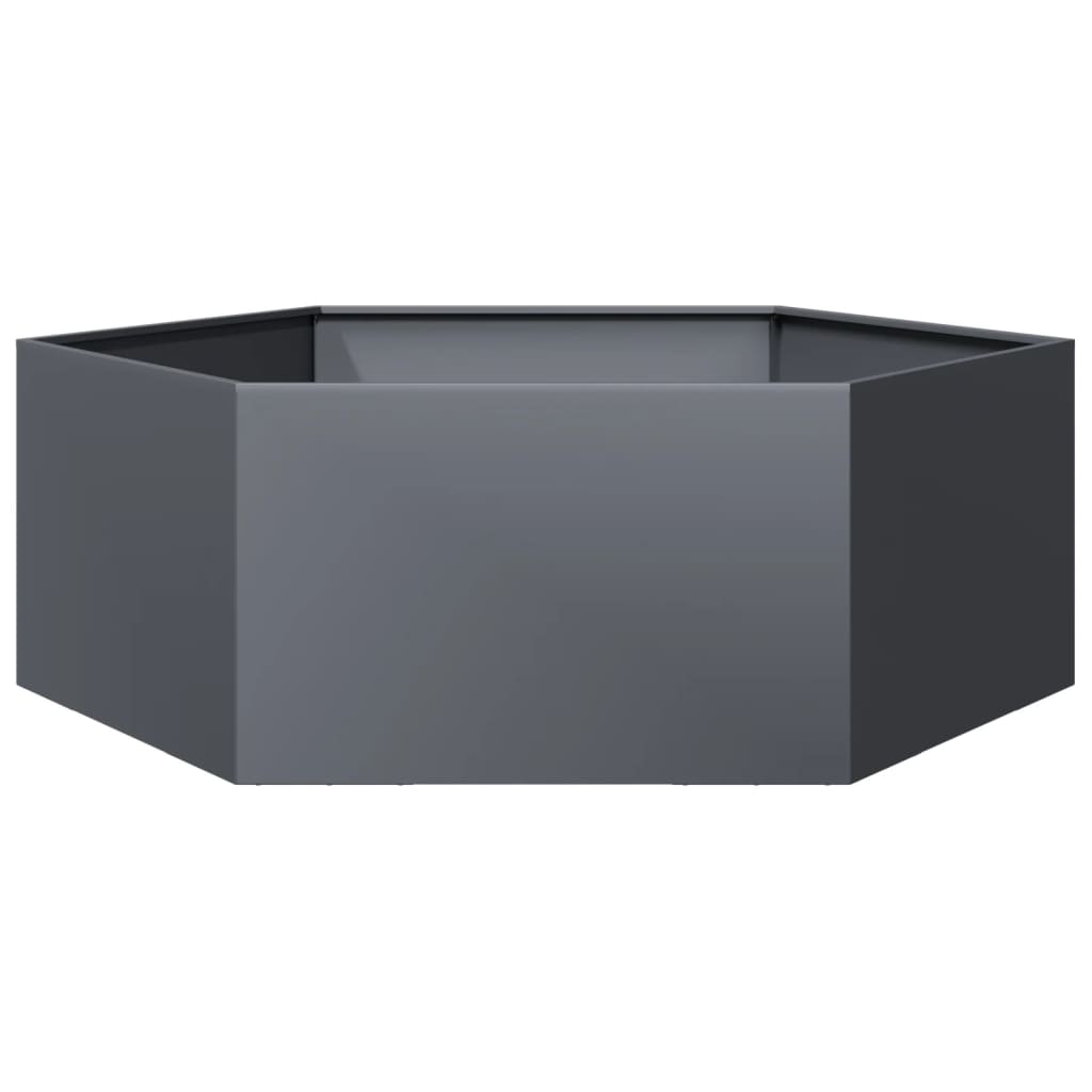 Vrtna sadilica antracit šesterokutna 138 x 120 x 45 cm čelična