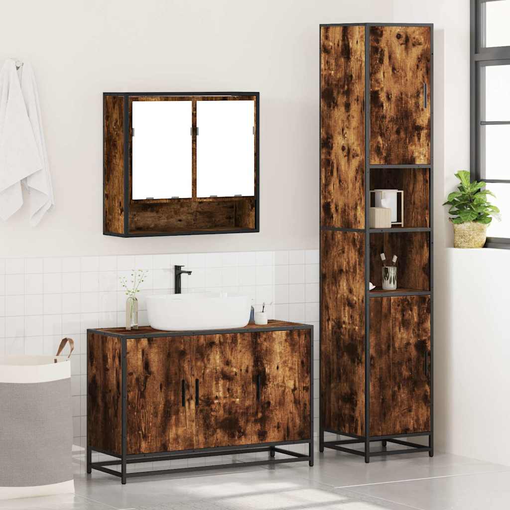 3-dijelni set kupaonskog namještaja boja hrasta drveni