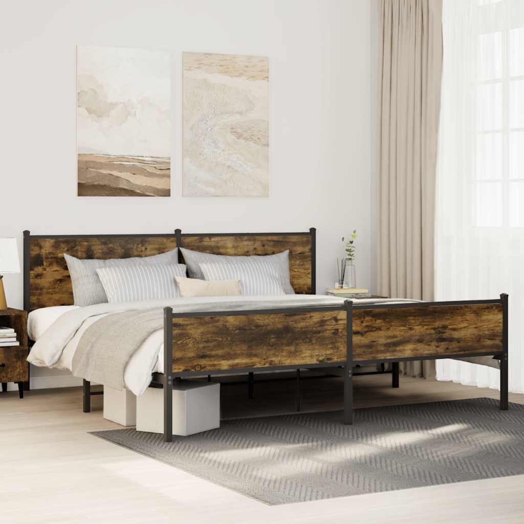 Metalni okvir kreveta bez madraca boja hrasta 200x200 cm