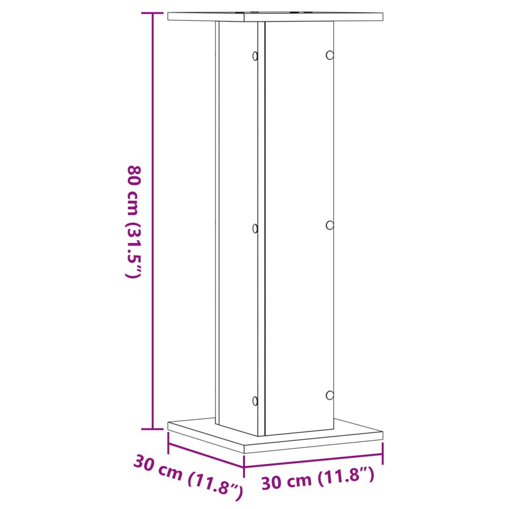 Stalci za zvučnike 2 kom crni 30x30x80 cm konstruirano drvo