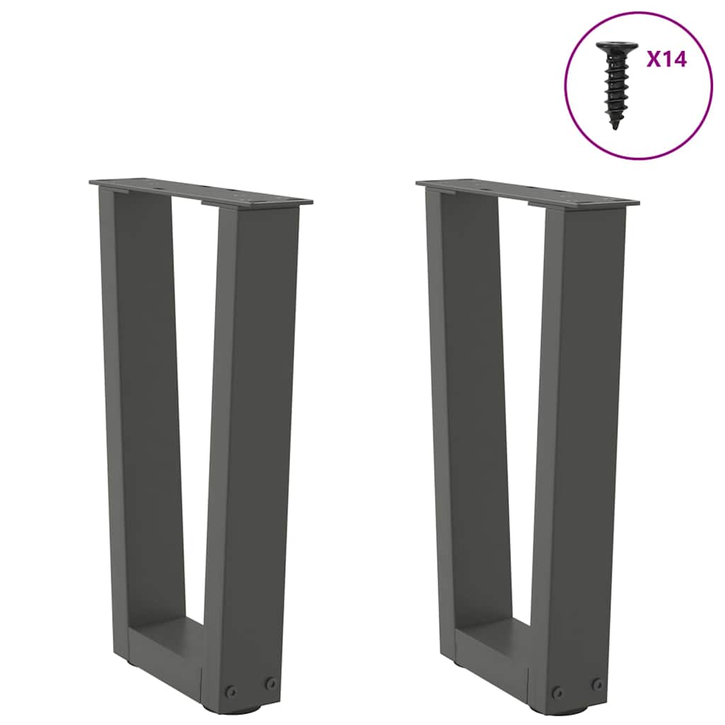 Noge za klub stolić V-oblika 2 kom antracit 28 x (42-43,3) cm čelik