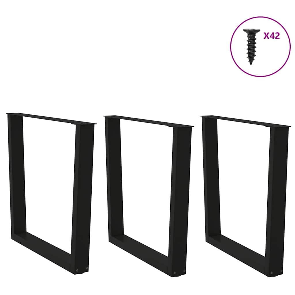 Noge za blagovaonski stol V-oblik 3 kom Crne 90 x (72-73,3) cm Čelik