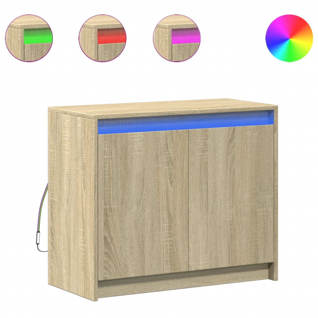 Komoda s LED boja hrasta sonome 72x34x61 cm konstruirano drvo