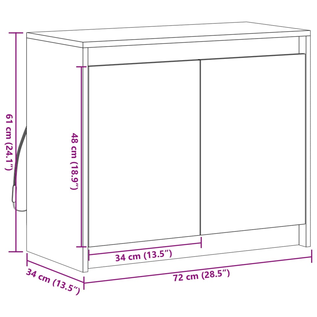 Komoda s LED boja hrasta sonome 72x34x61 cm konstruirano drvo
