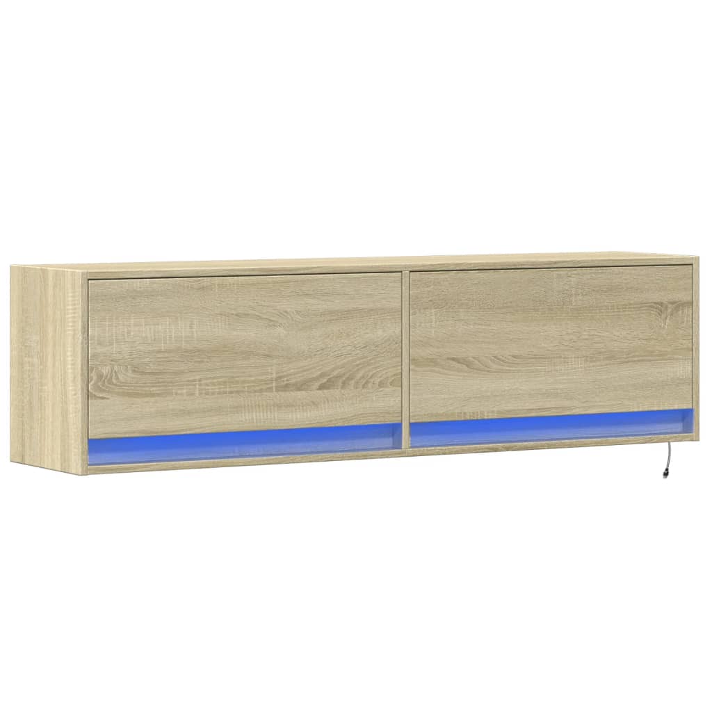 Zidni TV ormarić s LED svjetlima boja hrasta sonome 140x31x38cm