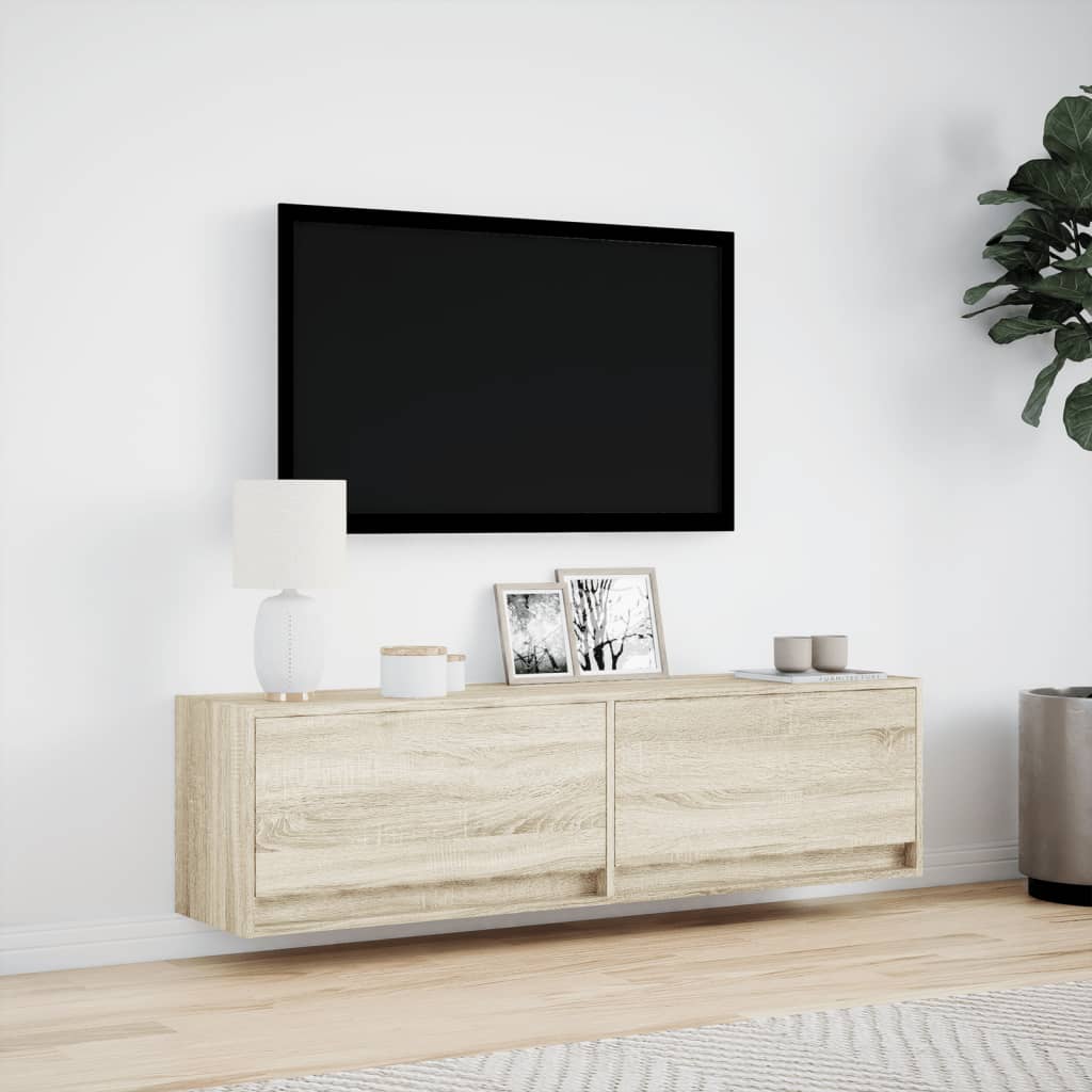 Zidni TV ormarić s LED svjetlima boja hrasta sonome 140x31x38cm