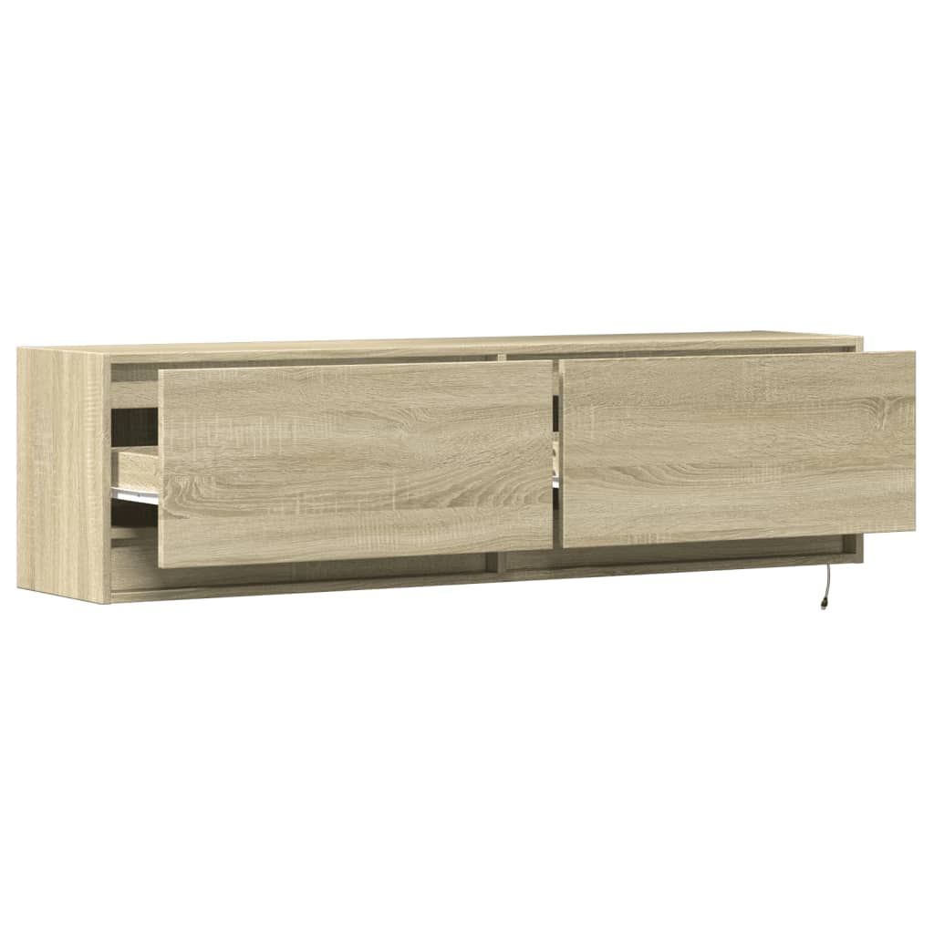 Zidni TV ormarić s LED svjetlima boja hrasta sonome 140x31x38cm