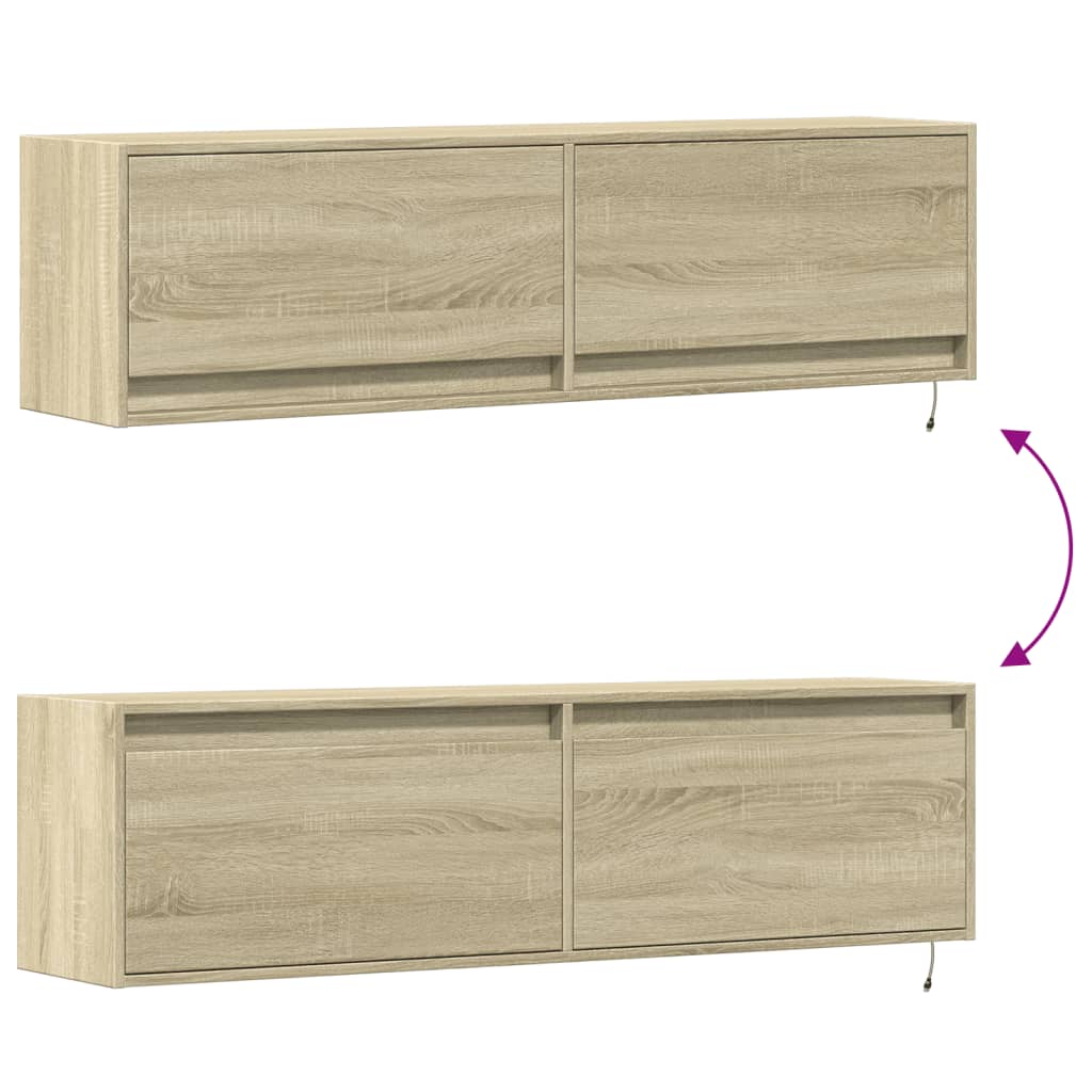 Zidni TV ormarić s LED svjetlima boja hrasta sonome 140x31x38cm