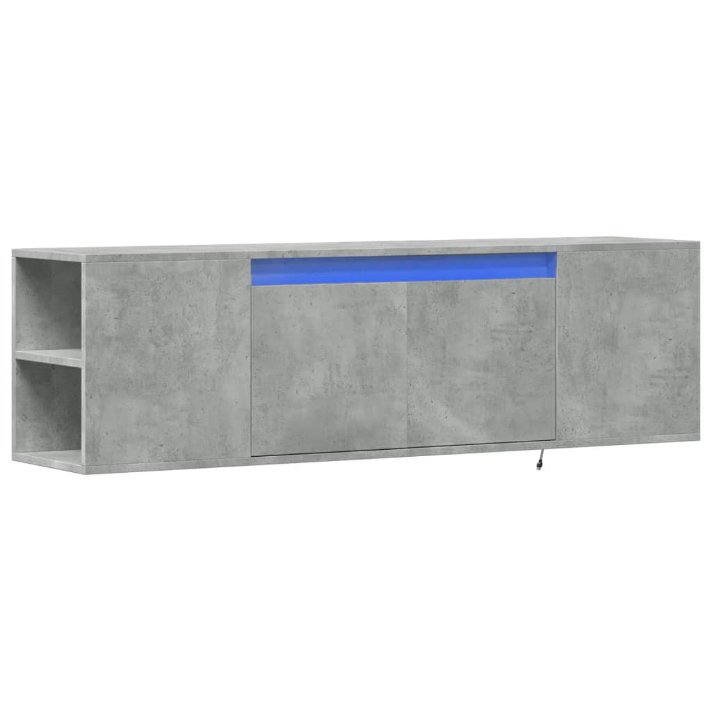 Zidni TV ormarić s LED svjetlima boja betona 135x31x39,5 cm