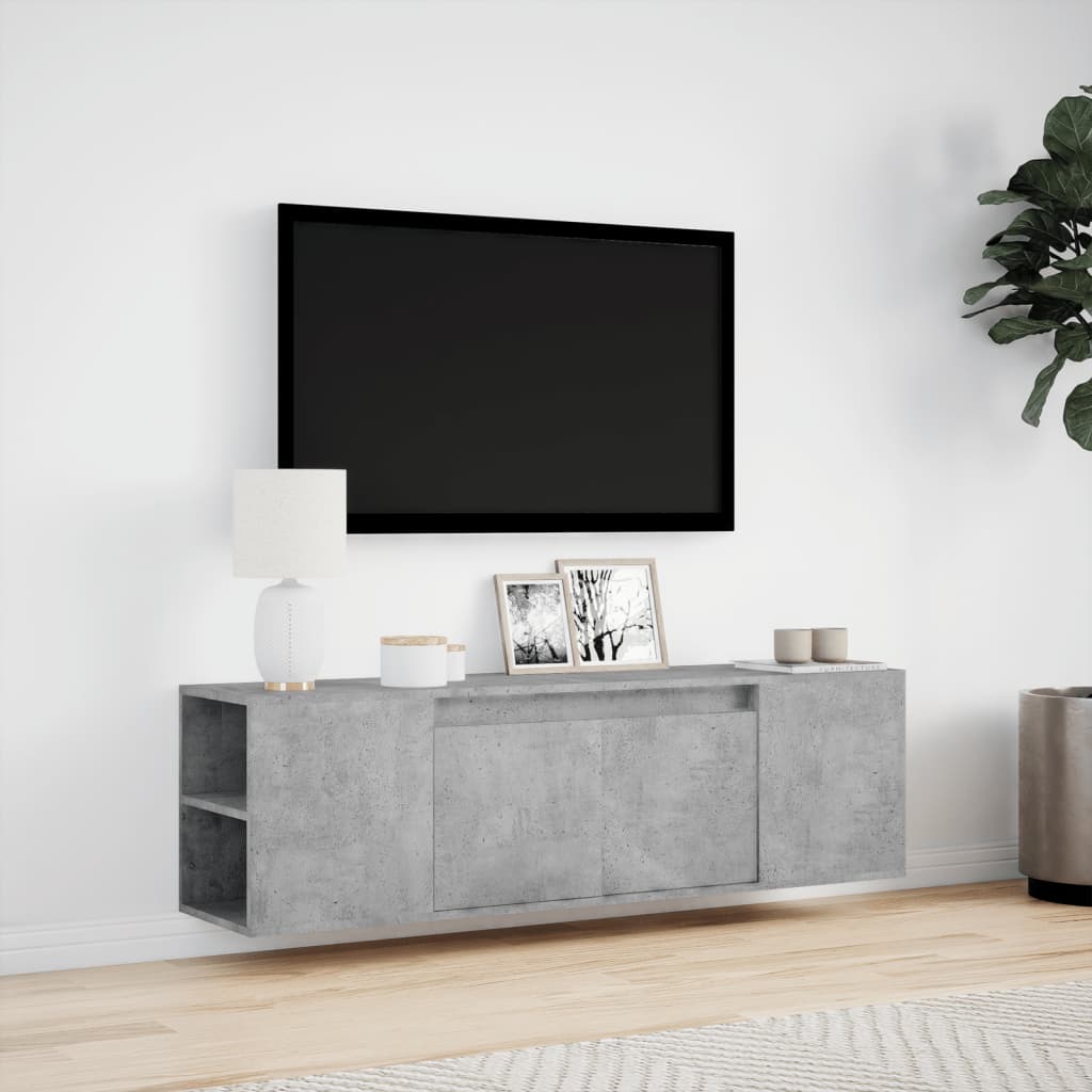 Zidni TV ormarić s LED svjetlima boja betona 135x31x39,5 cm