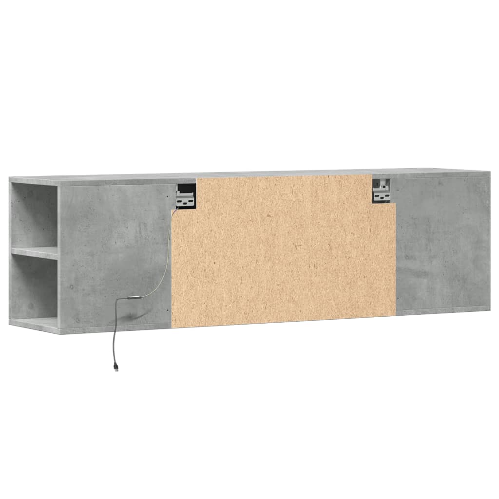 Zidni TV ormarić s LED svjetlima boja betona 135x31x39,5 cm