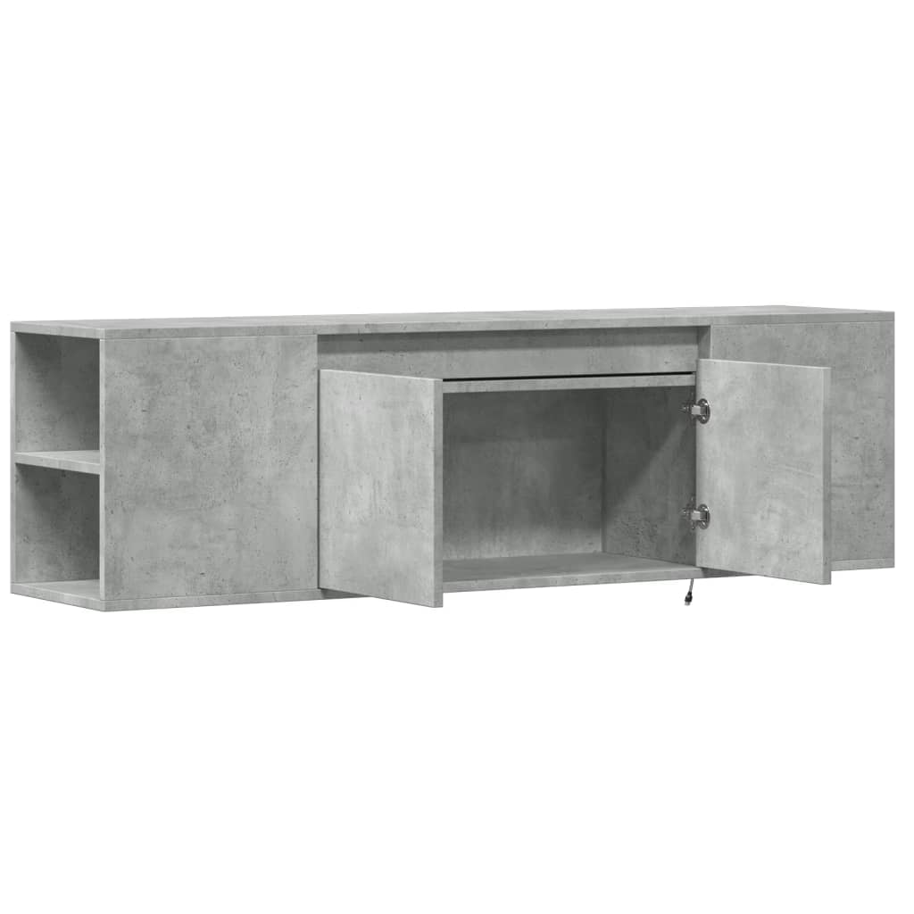 Zidni TV ormarić s LED svjetlima boja betona 135x31x39,5 cm