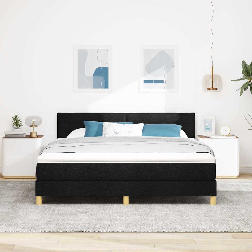 Krevet s opruga kutije s jastukom Crna 180 x 200 cm tkanina