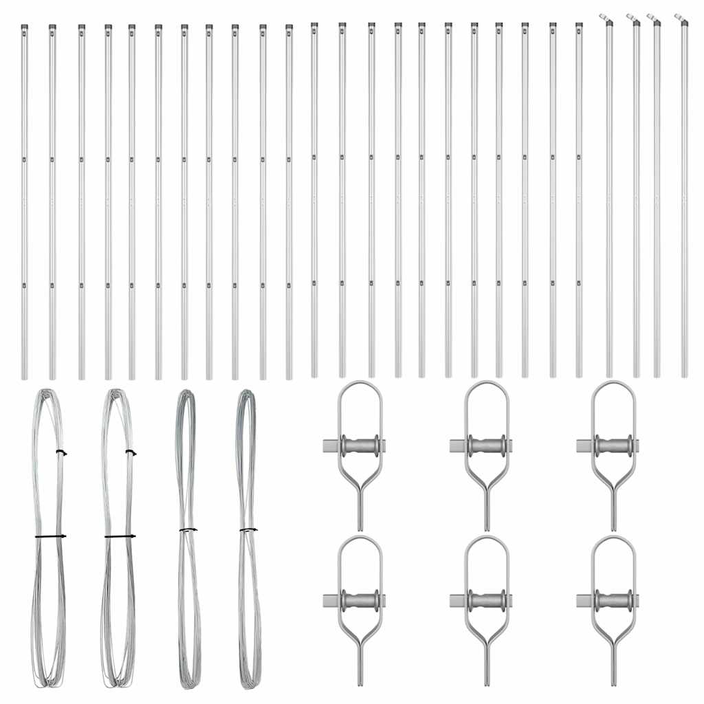 Ugrađeni stup za ogradu 26 pcs Srebrna Čelik obložen prahom