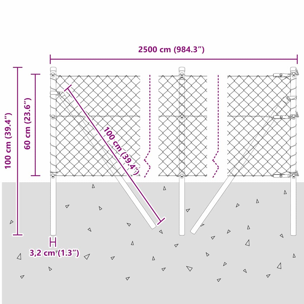 Temeljna zavarena žičana ograda 10 x 0,6 m Siva Mreža