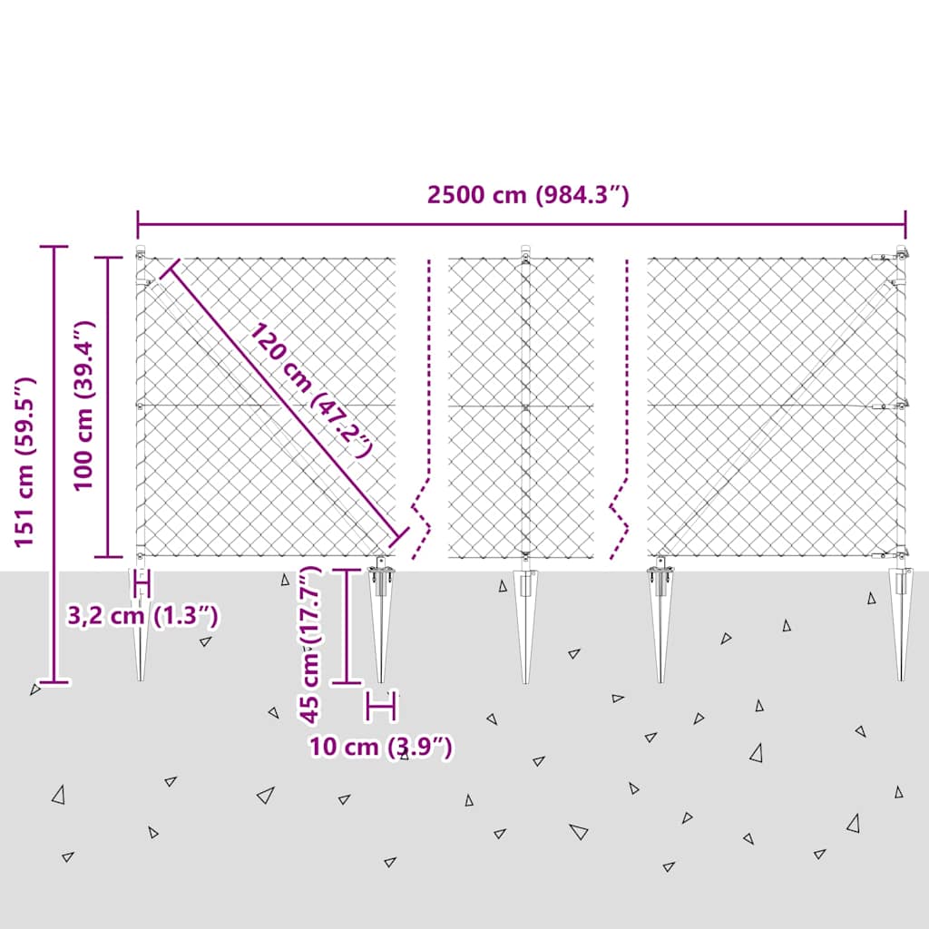 Zavareno žičano ograđivanje s bodljama 25 x 1 m Srebrna Mreža