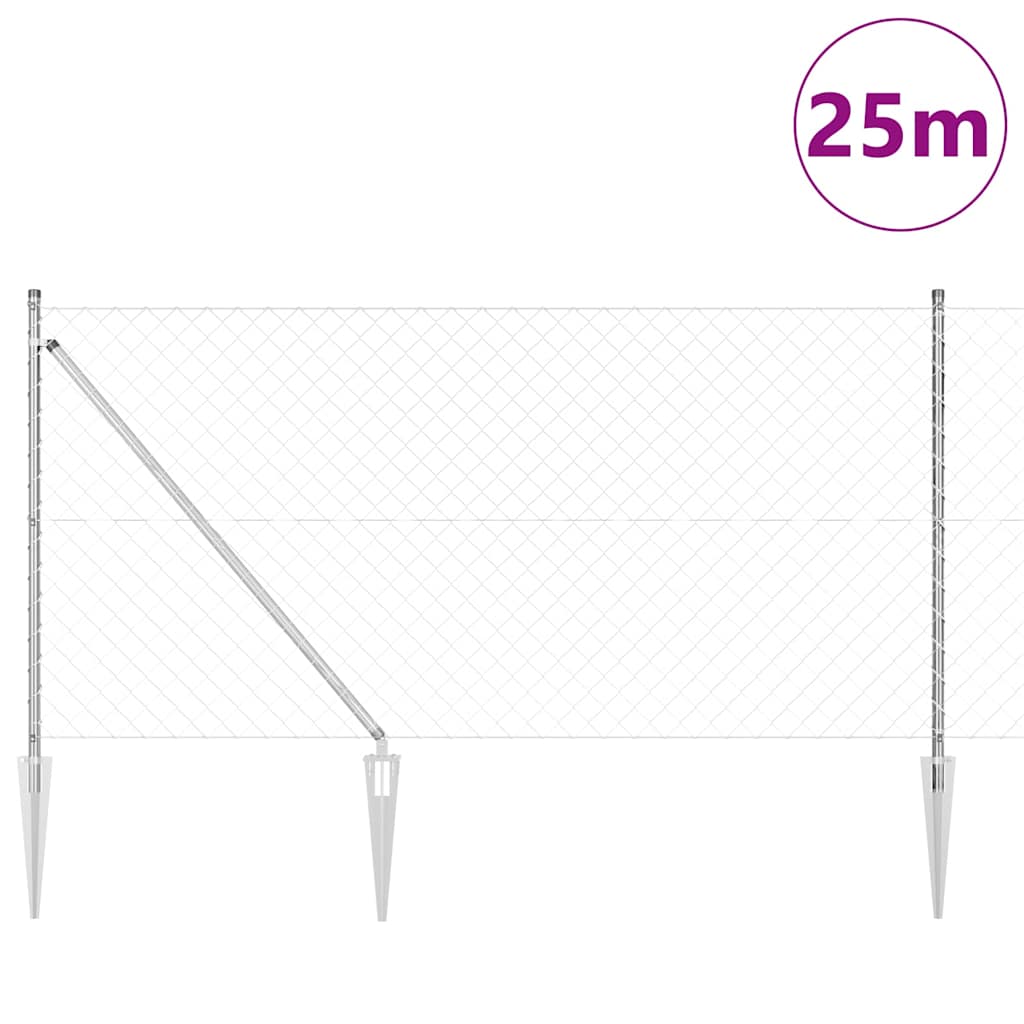 Zavareno žičano ograđivanje s bodljama 25 x 1 m Srebrna Mreža