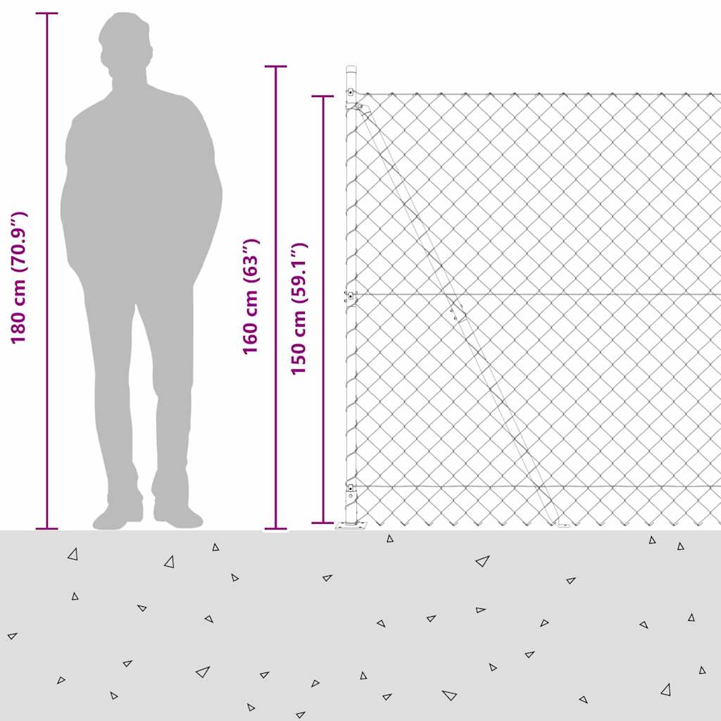 Zavareno žičano ogradno mreža s betonskom podlogom 10 x 1,5 m