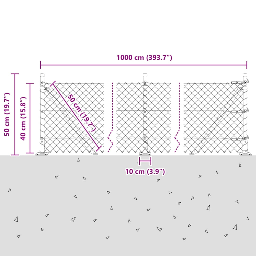 Zavareno žičano ogradno mreža s betonskom podlogom 10 x 0,4 m