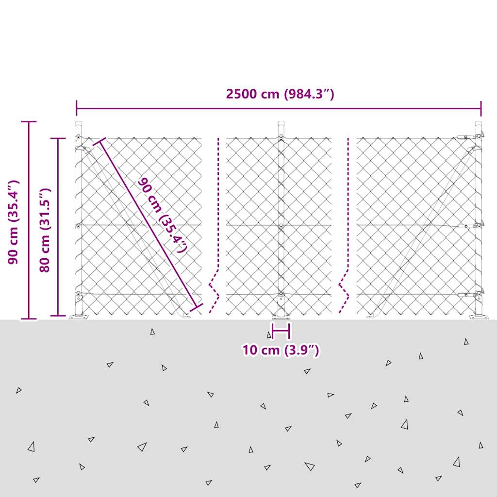 Zavareno žičano ogradno mreža s betonskom podlogom 25 x 0,8 m