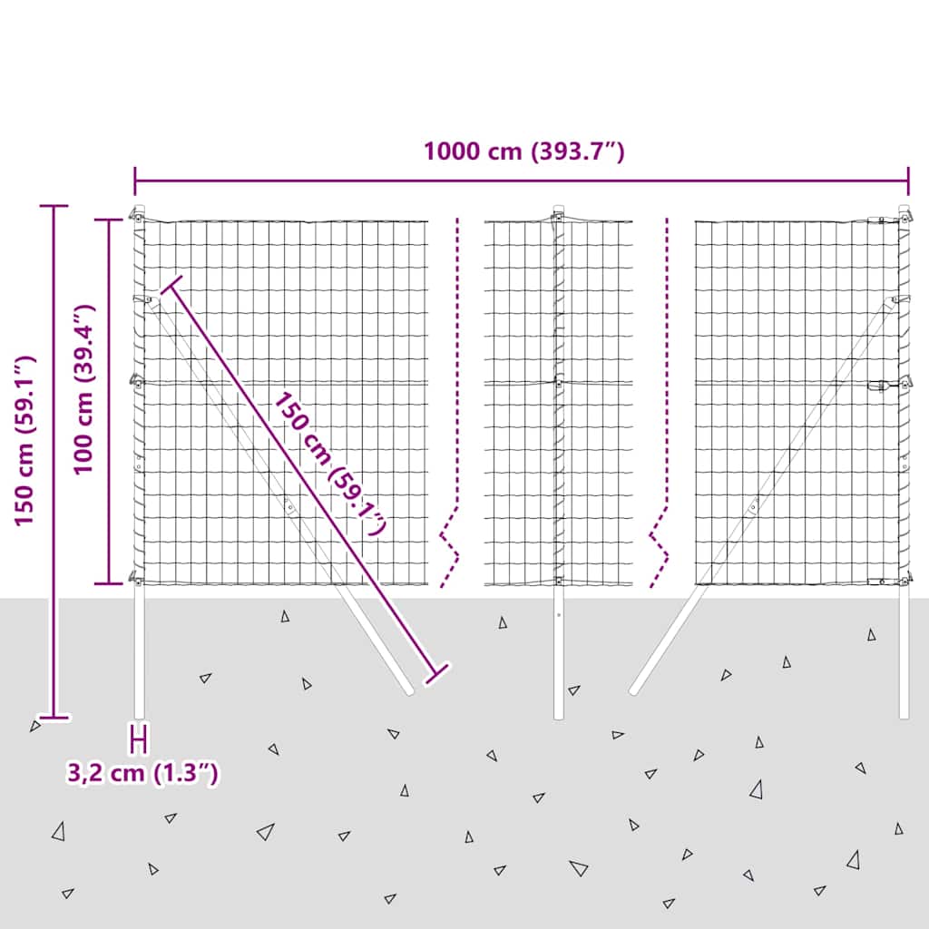 Temeljna zavarena žičana ograda 10 x 1 m (Š x V)