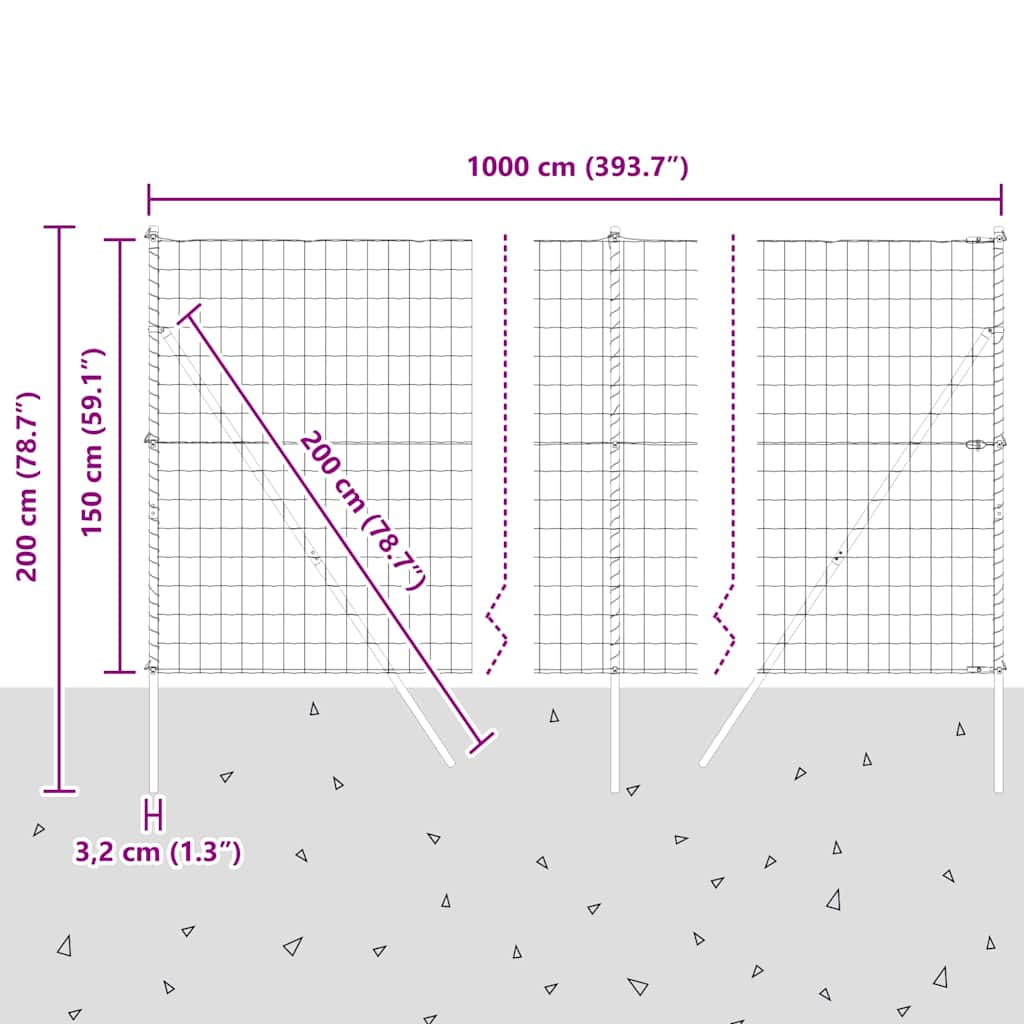 Temeljna zavarena žičana ograda 10 x 1,5 m (Š x V)