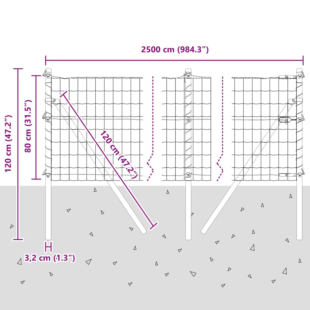 Temeljna zavarena žičana ograda 25 x 0,8 m (Š x V)