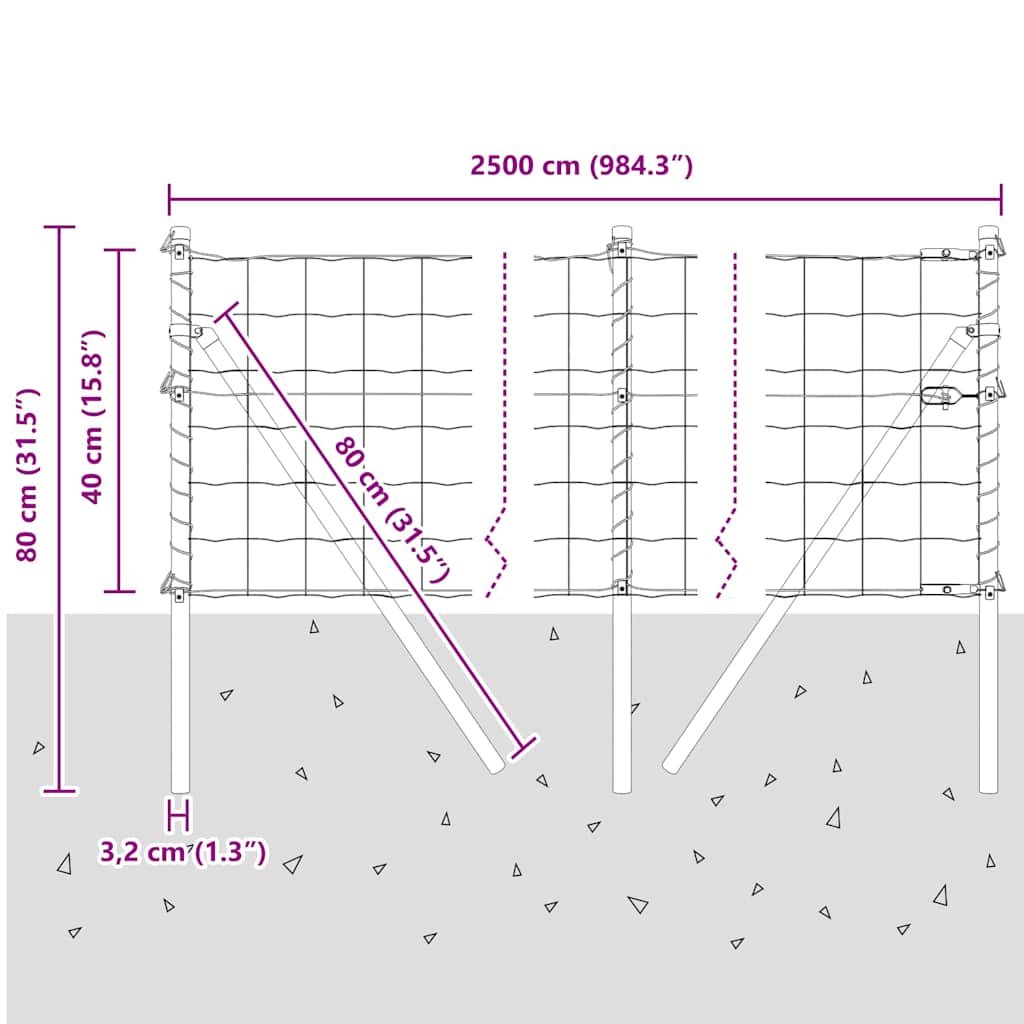 Temeljna zavarena žičana ograda 25 x 0,4 m (Š x V)