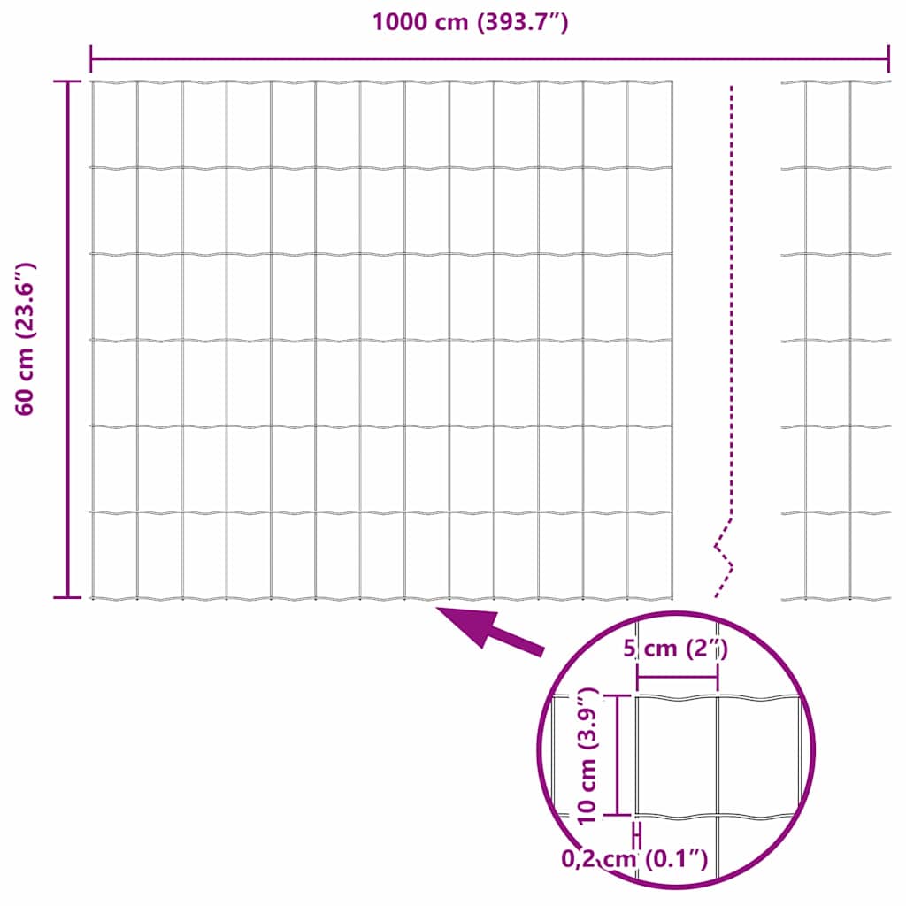 Temeljna zavarena žičana ograda 10 x 0,6 m (Š x V)