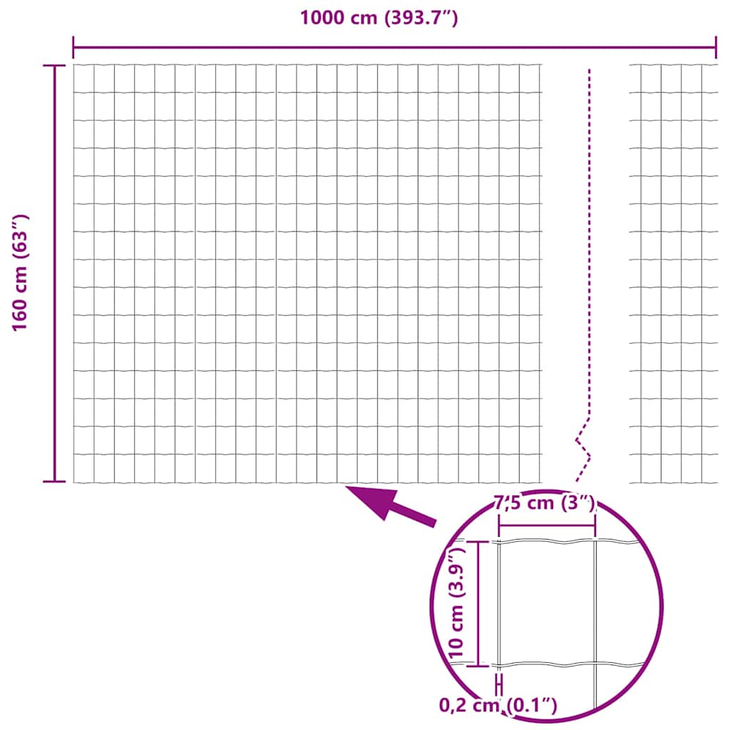 Temeljna zavarena žičana ograda 10 x 1,6 m (Š x V)