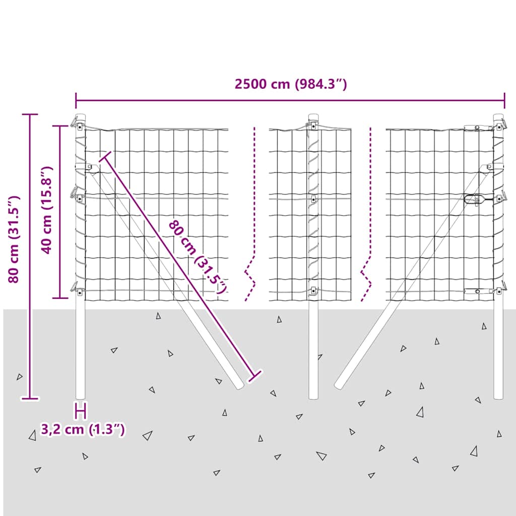 Temeljna zavarena žičana ograda 25 x 0,4 m (Š x V)