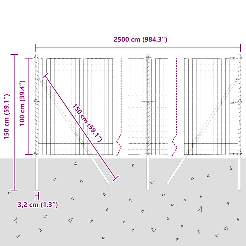 Temeljna zavarena žičana ograda 25 x 1 m (Š x V)
