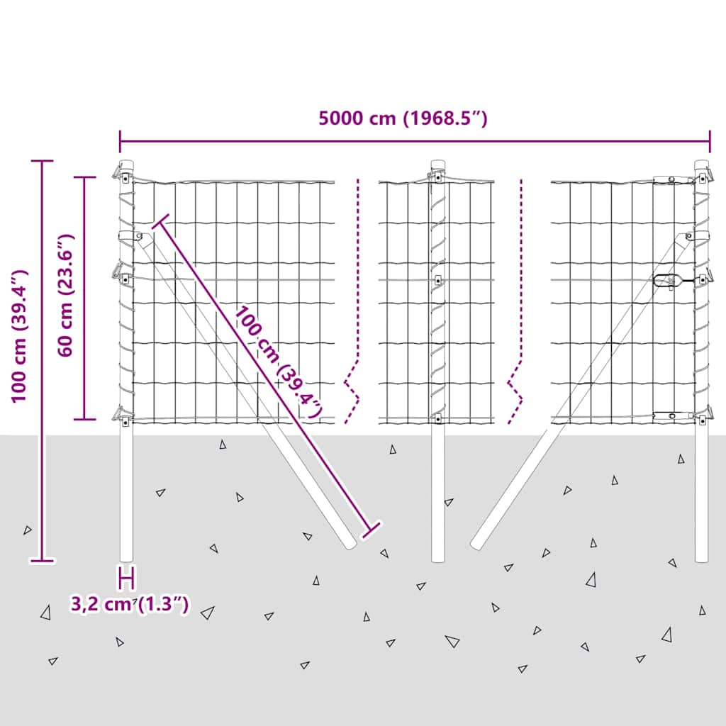 Temeljna zavarena žičana ograda 50 x 0,6 m (Š x V)