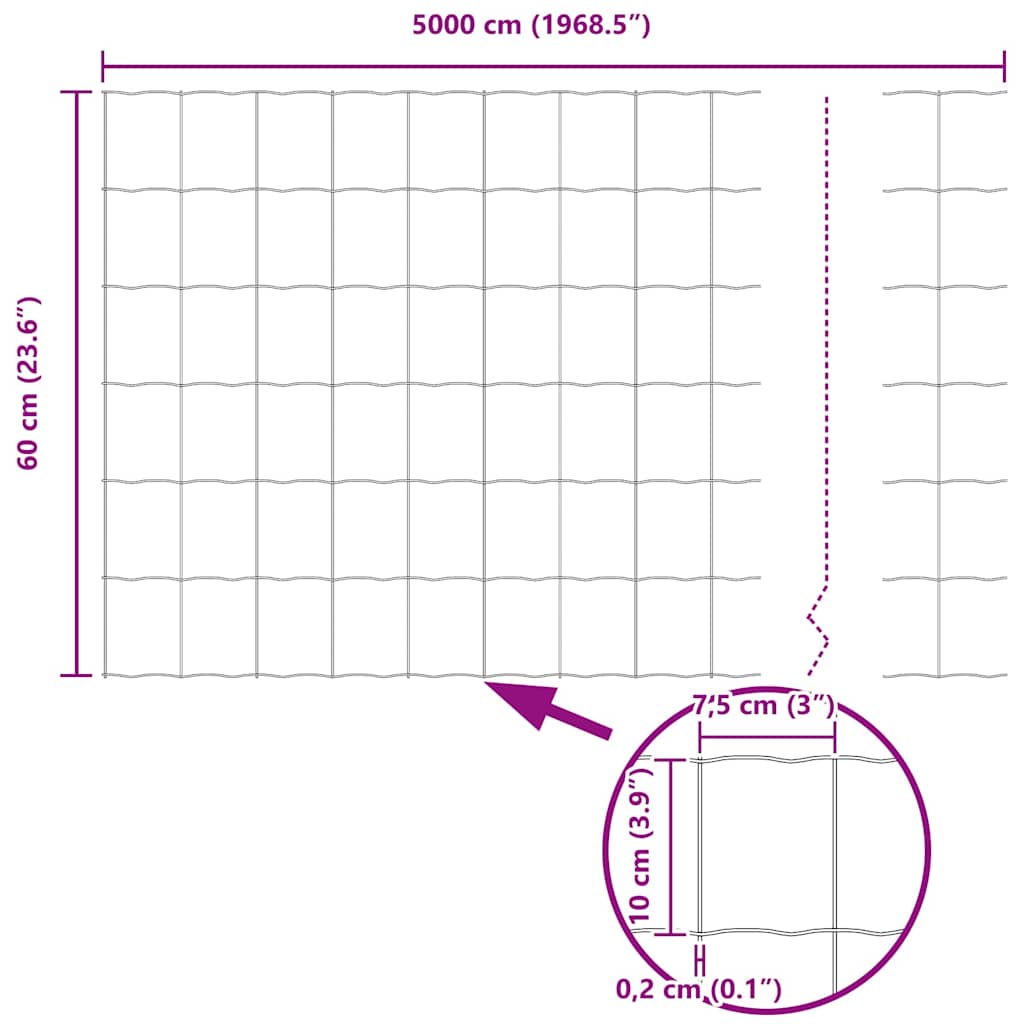Temeljna zavarena žičana ograda 50 x 0,6 m (Š x V)