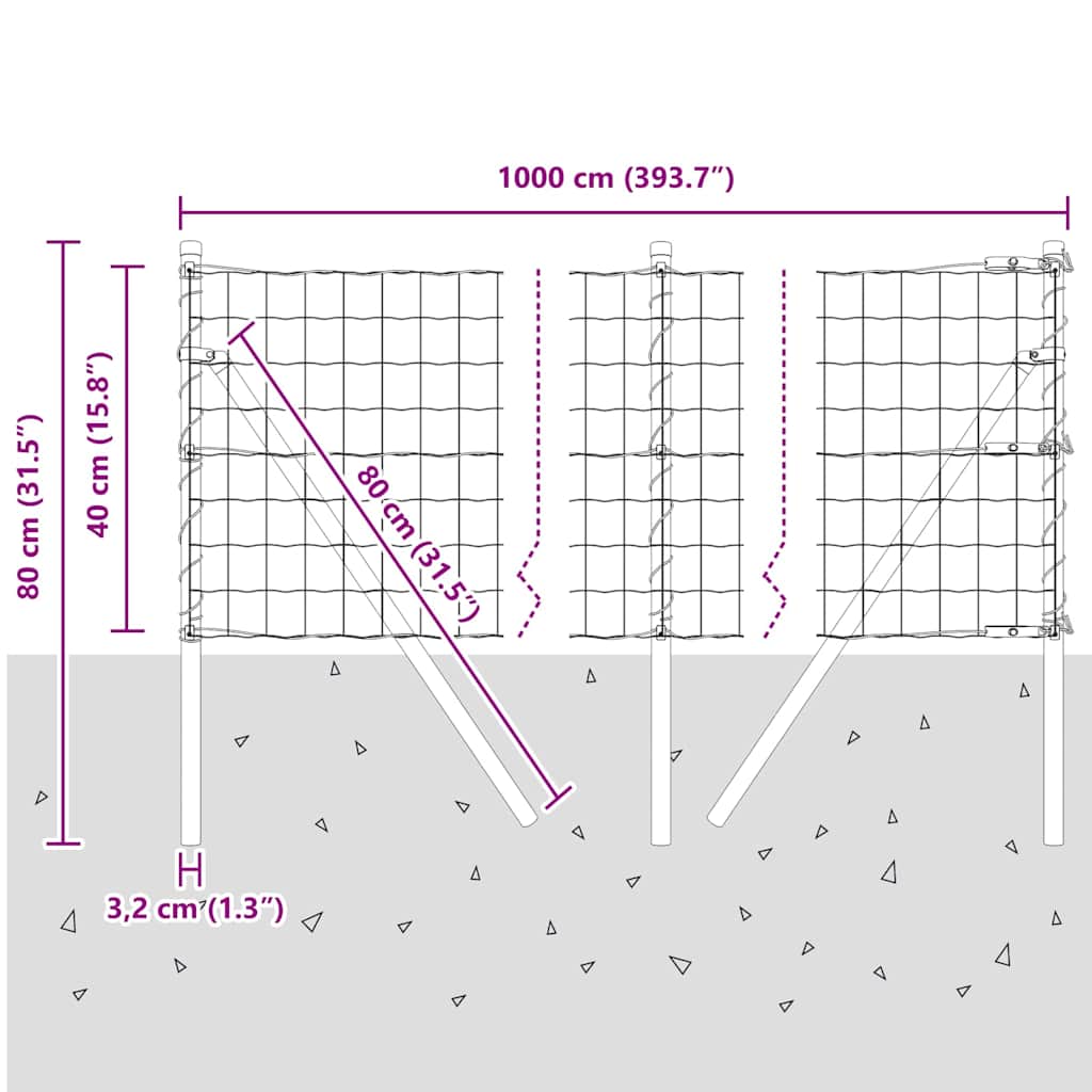 Temeljna zavarena žičana ograda 10 x 0,4 m (Š x V)