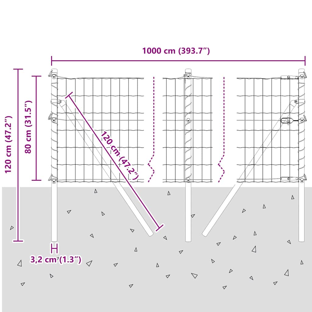 Temeljna zavarena žičana ograda 10 x 0,8 m (Š x V)