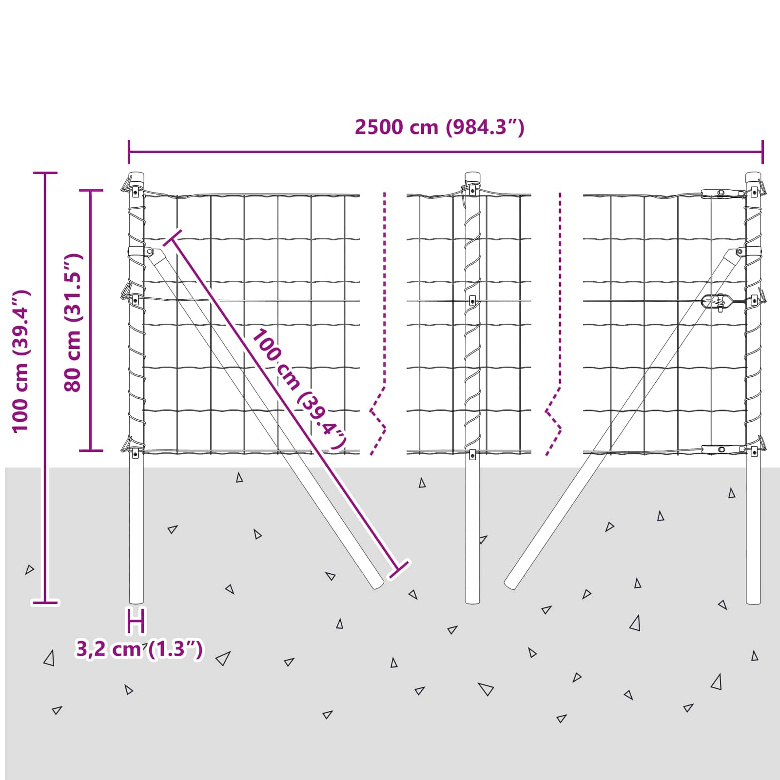 Temeljna zavarena žičana ograda 25 x 0,8 m (Š x V)