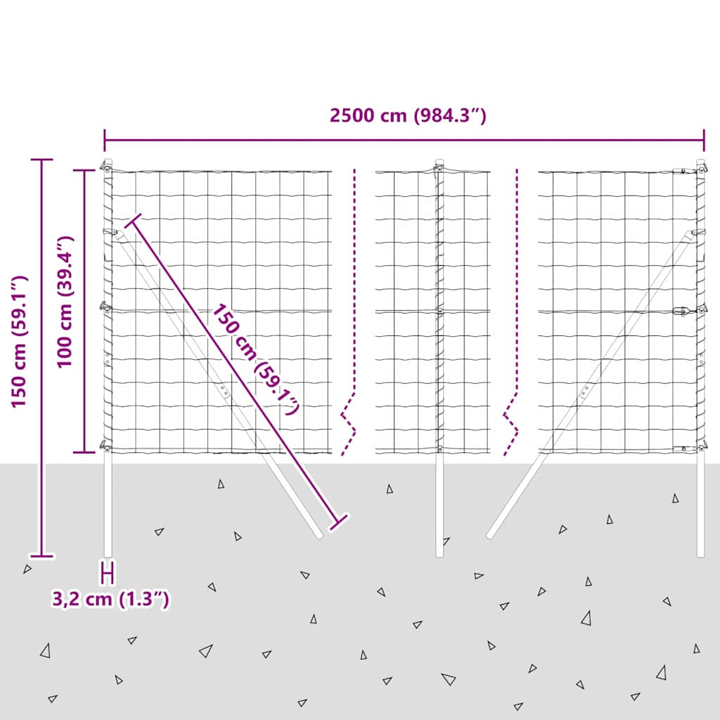 Temeljna zavarena žičana ograda 25 x 1 m (Š x V)