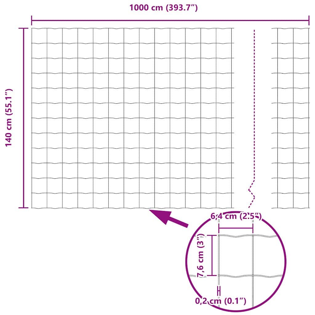 Temeljna zavarena žičana ograda 10 x 1,4 m (Š x V)